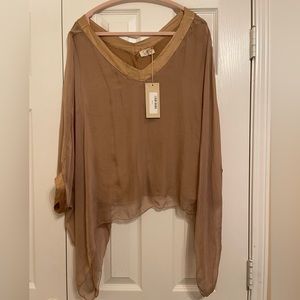 Sofia by Sofia Vergara Brown Sheer Blouse